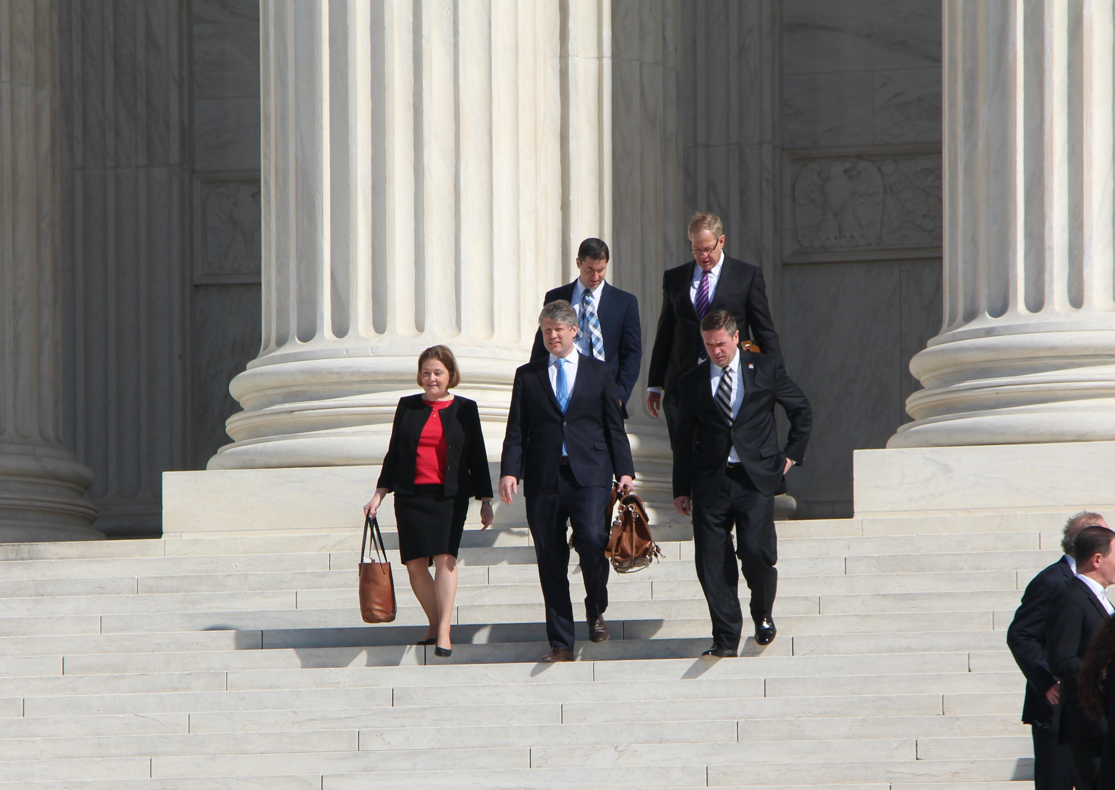 Biden v. Nebraska Front Row (left to right): Attorneys General Brenna Bird (Iowa), Mike Hilgers (Nebraska), Andrew Bailey (Missouri) Back Row (left to right): Solicitor General Jim Campbell (Nebraska) , Chief Counselor Ray Wagner (Missouri)