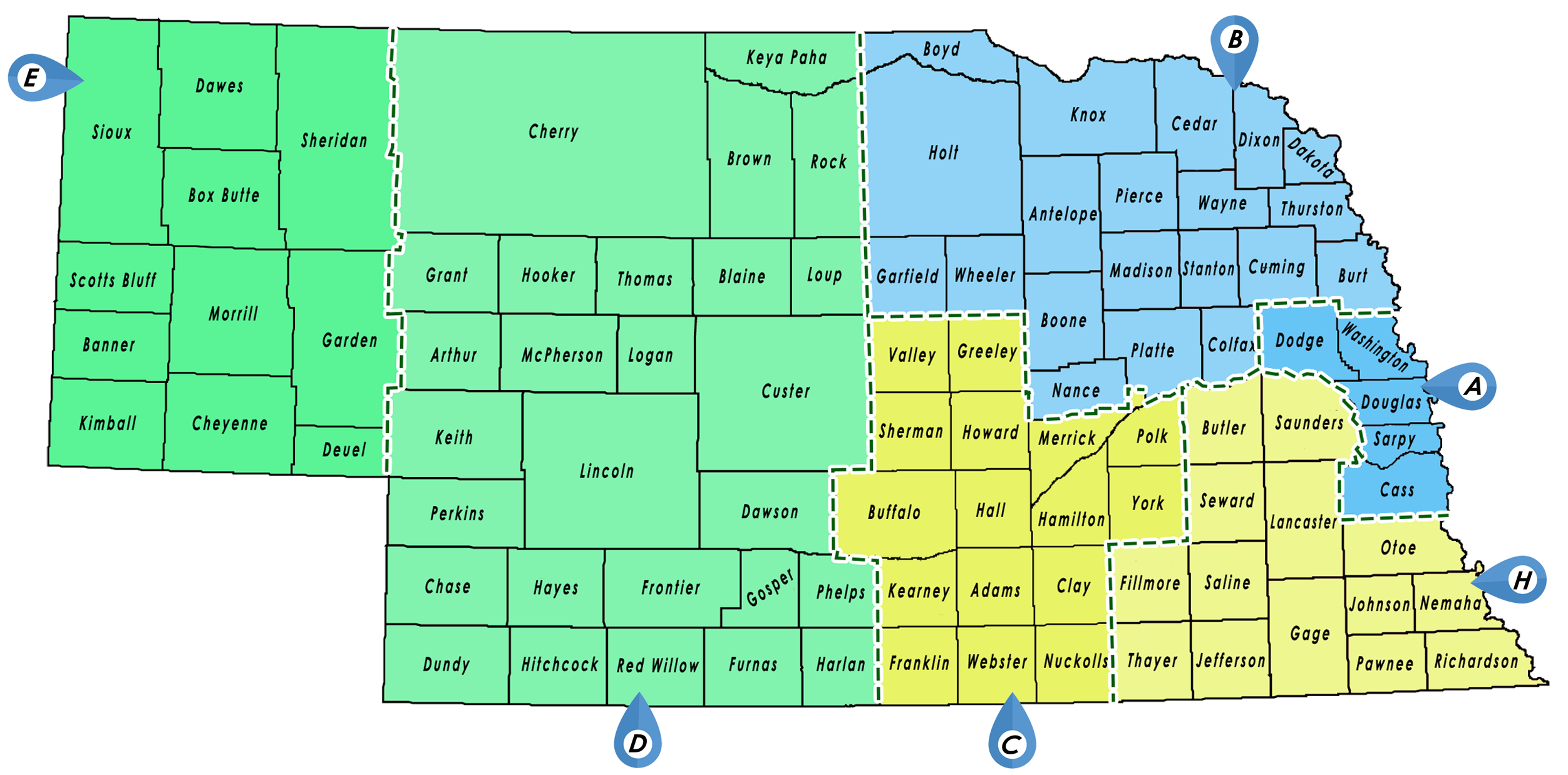 Nebraska State Patrol Area Map